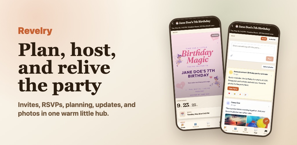 Revelry Party Planner feature graphic