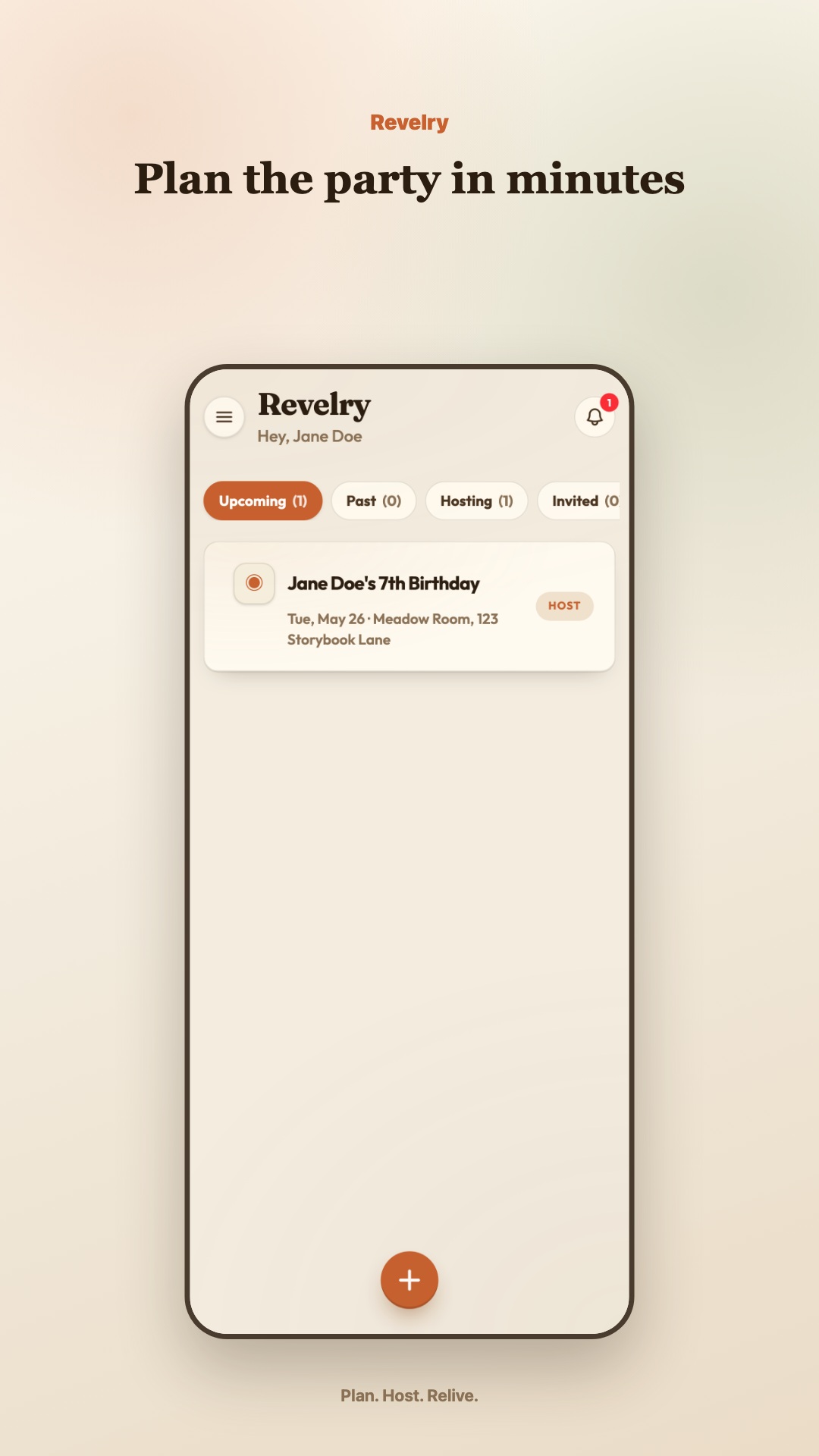Revelry home screen